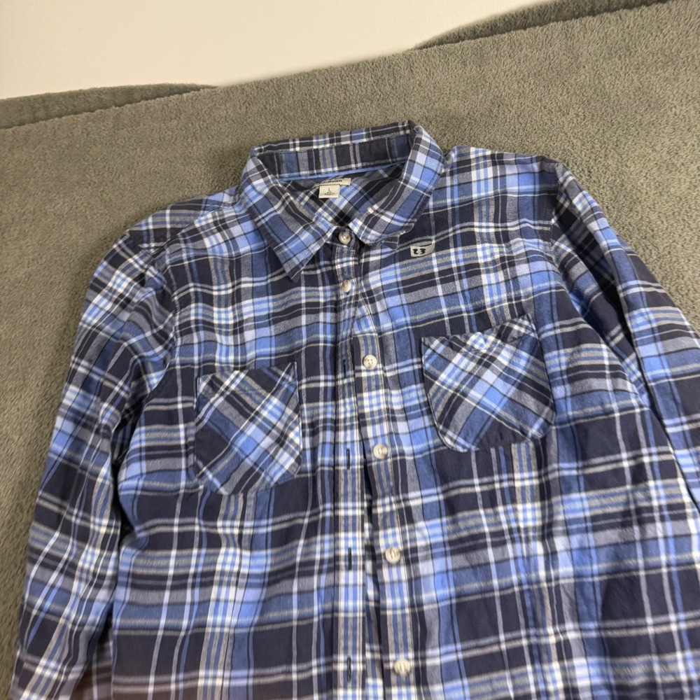 LL Bean Mens Large Blue Plaid Long Sleeve Button Down Shirt Regular Fit Pockets